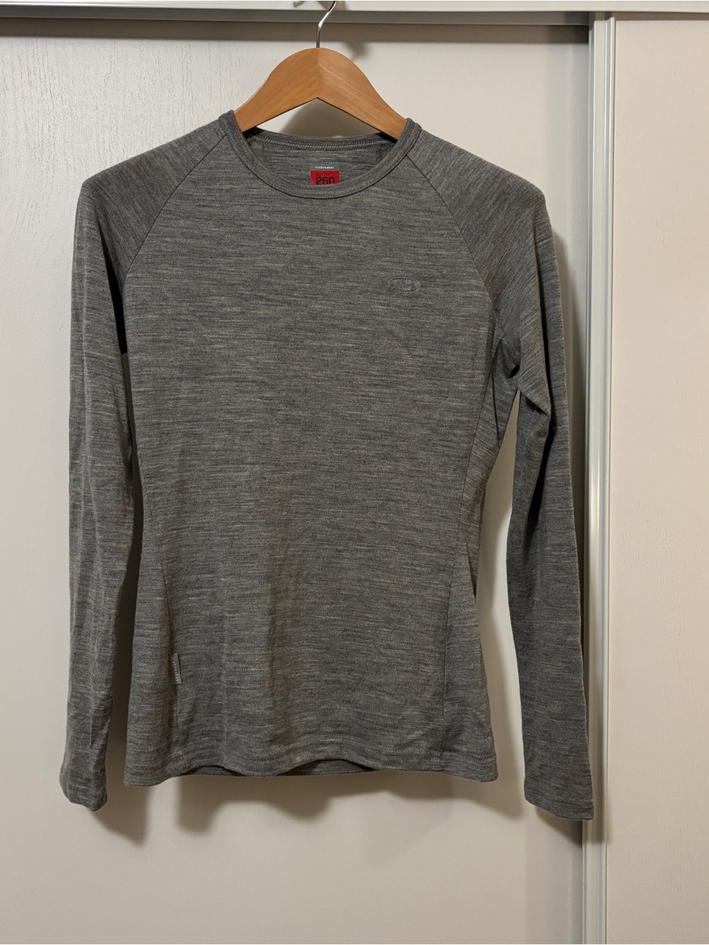 Icebreaker Womens Bodyfit 260 Grey Long Sleeve Base Layer Top Size M Merino Soft